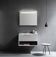Cerasa Assolo Комплект: база подвесн с ящиком, цвет белый + столешница из мин/мрам, бел. с 1отв 85*51,5*h50см + зеркало 85*h70 со светильник LED, цвет: white