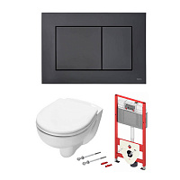 TECEbase 2.0 Комплект 5 в 1, унитаз TECE V04, инсталяция для подвесного унитаза, клавиша смыва TECEnow черный матовый, крепеж для монтажа, звукоизоляция
