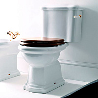 Kerasan Retro Унитаз моноблок 72х38.5см, слив в пол, ручка смыва справа, фурнитура цвета золото