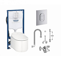 Комплект инсталляции Grohe Rapid SL 39112001 с клавишей Arena Cosmopolitan 38844000 подвесным унитазом Sensia Arena 39354SH1 с крышкой-сиденьем