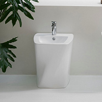 Azzurra Hera Биде напольное приставное 57х38х42 см,  с 1 отв под смеситель, с крепежами, цвет: белый