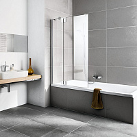 Kermi Pasa XP Штора на ванну DTL 80х150см., прозрачное стекло, цвет: глянцевое серебро