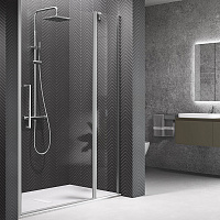 Novellini Young Душевая дверь правая/левая 102х200см., для ниши, распашная с неподвижным сегментом, стекло, цвет: хром