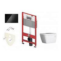 TECEbase 2.0 Комплект 5 в 1, унитаз TECE One, инсталяция для подвесного унитаза, клавиша смыва TECEnow черный глянец, крепеж для монтажа, звукоизоляция