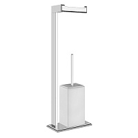 Gessi Eleganza Напольная стойка 61см., с держателем для туалетной бумаги и ершиком, подвесной, цвет: хром/белый