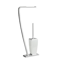 Gessi Mimi Напольная стойка 59см., с держателем для туалетной бумаги и керамическим ершиком, цвет: Finox