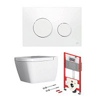 TECEbase 2.0 Комплект 5 в 1, унитаз TECE One, инсталяция для подвесного унитаза, клавиша смыва TECEloop белая, крепеж для монтажа, звукоизоляция