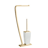 Gessi Mimi Напольная стойка 59см., с держателем для туалетной бумаги и керамическим ершиком, цвет: золото