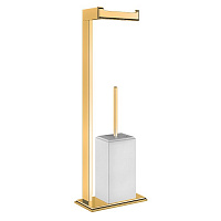 Gessi Eleganza Напольная стойка 61см., с держателем для туалетной бумаги и ершиком, цвет: золото/белый