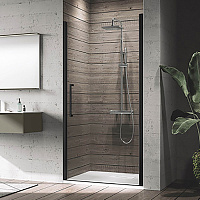 Novellini Young Душевая дверь правая/левая 92х200см., для ниши, распашная, стекло, цвет: черный