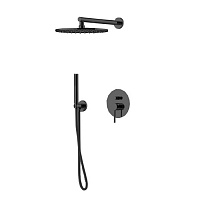 Gattoni Circle Two/ONE Комплект для душа со встроенным смесителем, с ручной лейкой и верхним душем 250 мм, цвет: Nero Opaco