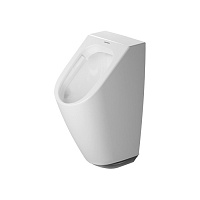 Duravit ME by Starck Писсуар Rimless электронный писсуар с питанием от батареек, c HygieneGlaze, без смывного края, подача воды сзади, с вытяжкой, сток горизонтальный (с мушкой)