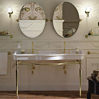 Sbordoni Palladio Раковина двойная на металлической структуре 150х57,5хh76см, на 1 отв, цвет: белый/глянцевая латунь