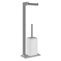 Gessi Eleganza Напольная стойка 61см., с держателем для туалетной бумаги и ершиком, цвет: Finox/белый