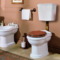 AZZURRA JUBILAEUM унитаз напольный 59х40см, слив в стену, с бачком, средним трубой и белым сиденьем, фурнитура бронза