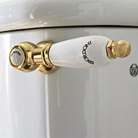 Sbordoni Механизм смыва для среднего бачка, с трубой, рычаг (белая керамика) спереди, цвет: бронза