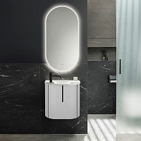 Burgbad Lavo 2.0 Комплект мебели 53х35х49.2см., с 1 отверстием для смес. слева, 1 дверь, раковина белая Velvet, ручка черная, цвет белый глянцевый