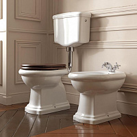 Kerasan Retro Унитаз напольный 53х38.5см, приставной слив в стену, цвет: белый/хром