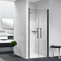 Novellini Young Душевая дверь 91х92х200см., распашная двойная дверь, в нишу, цвет: черный