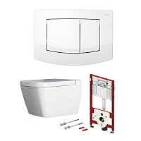 TECE Комплект для установки подвесного унитаза K 400 200, клавиша TECElambia белая, с унитазом TECEone 54х40см
