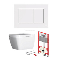 TECEbase 2.0 Комплект 5 в 1, унитаз TECE One, инсталяция для подвесного унитаза, клавиша смыва TECEnow белая, крепеж для монтажа, звукоизоляция