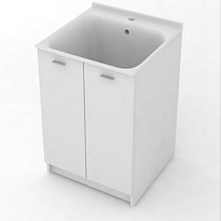 Kerasan Aquadom Комплект для постирочной 60х60см: база + раковина c 1 отв.под смеситель+выпуск с сифоном, цвет: белый матовый