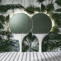 Devon&Devon Double Kalos Раковина 78.6х22.1х54.2 см, 3 отв., двойная, WHITE TEC, с донным клапаном, с колонной, фурнитура светлое золото, цвет: белый