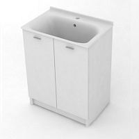 Kerasan Aquadom Комплект для постирочной 75х50см: база + раковина c 1 отв. под смеситель +выпуск с сифоном, цвет: белый матовый