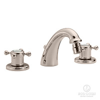 HUBER Victorian Смеситель для биде на 3 отверстия с донным клапаном, цвет: никель матовый