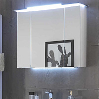 Pelipal Solitaire 9025 Зеркальный шкаф 71х85х17см.,, вкл. подсв. в дверцах, 3 дв., с одн. стороны зерк., 6 ст. полок, выкл/розетка, цвет: белый глянц.25