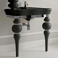 3SC Consolle Консоль с раковиной LANTE 90 см, в комплекте с сифоном, цвет: чёрный матовый/хром