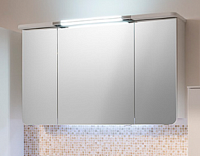 Pelipal Cassca Зеркальный шкаф 142х72.4х22.5см Comfort N.3 дверцы зеркальные, 6 стеклянных полок, встр.светод. подсветка,выключ/розетка, цвет: белый глян