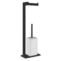 Gessi Eleganza Напольная стойка 61см., с держателем для туалетной бумаги и ершиком, цвет: черный металлик/белый