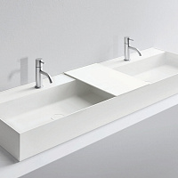 NOORTH milldue edition Раковина 144.5х47.2х12 см, 2 отв.,  двойная, накладная, цвет: белый