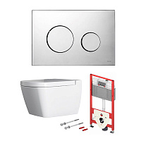 TECEbase 2.0 Комплект 5 в 1, унитаз TECE One, инсталяция для подвесного унитаза, клавиша смыва TECEloop хром, крепеж для монтажа, звукоизоляция