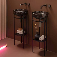 Globo Ring Консоль напольная 35x38х84,5, без отв. под смеситель, с полотенцедержателем, цвет: черный матовый