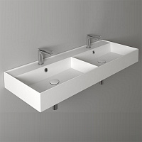 Simas Agile Раковина 121х46 см, 2 отв., двойная, с переливом, цвет: белый