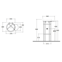 Globo Ring Консоль напольная 35x38х84,5, без отв. под смеситель, с полотенцедержателем, цвет: черный матовый
