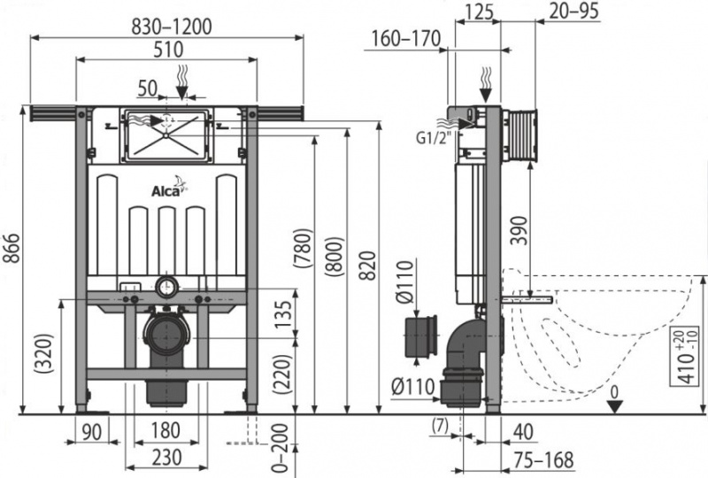 Скрытая система инсталляции для сухой установки, арт.AM102/850