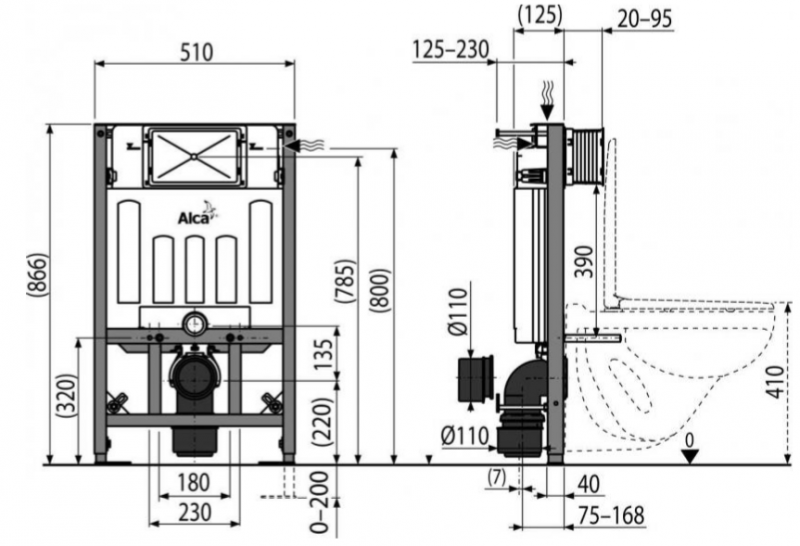 Скрытая система инсталляции для сухой установки (для гипсокартона),  арт.AM101/850W