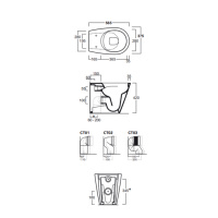 Simas Gambassi Унитаз приставной безободковый 56.5х37,5 см, цвет: белый сиденье на выбор
