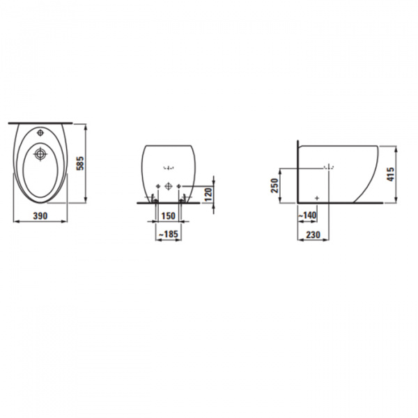 Laufen Alessi One Биде напольное 39x58.5x41.5см, с 1 отв. под смеситель, с покр. LLC, цвет: белый