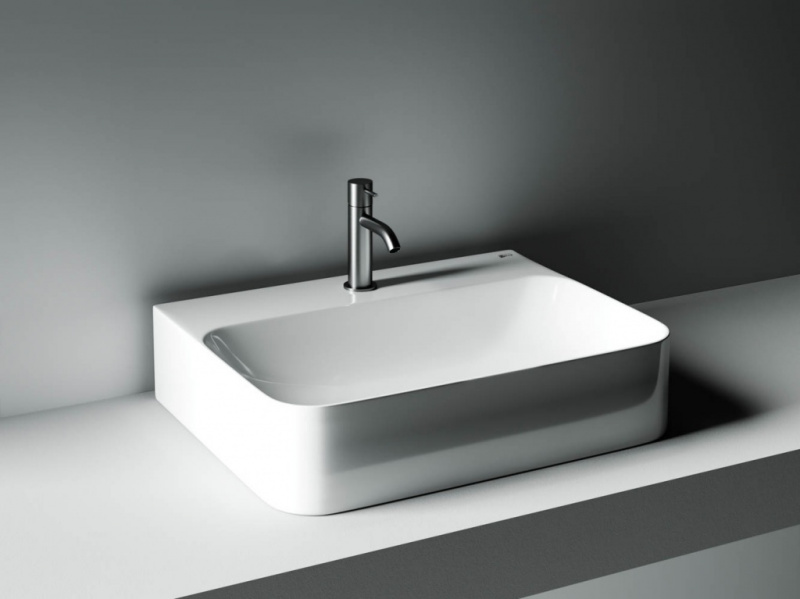 Умывальник AURA с 1 отверстием для смесителя, без перелива 600*470*135мм Ceramica Nova белый CN2001