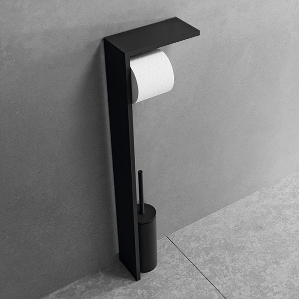 Novellini Kuadra Стойка с держателем т/б и ершиком для унитаза,, цвет: черный матовый