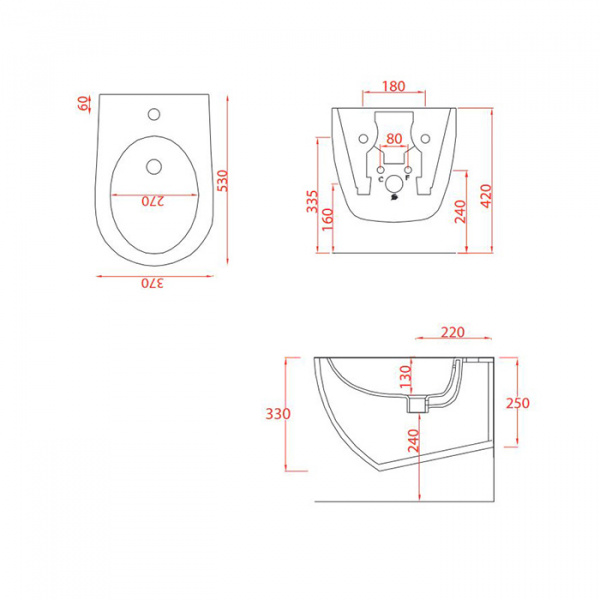 Artceram FILE 2.0  Биде подвесное 36х52 см, с креплениями, с 1 отв под смеситель, цвет: grigio oliva