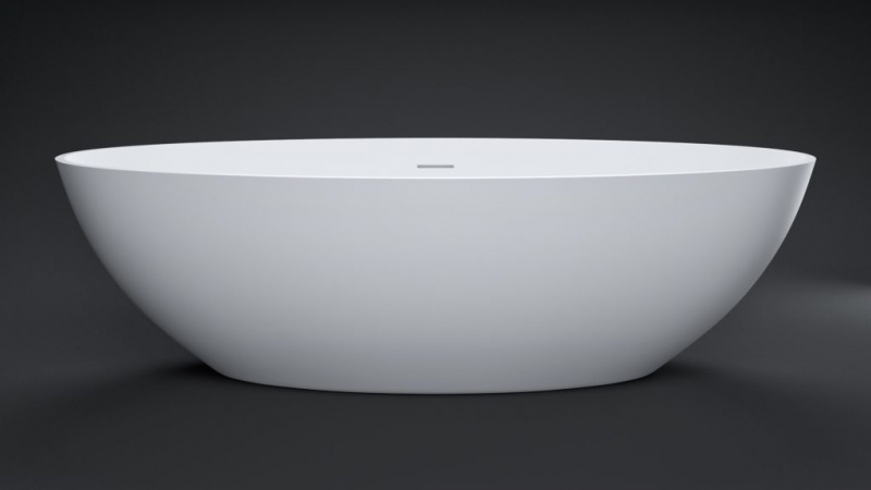 a-Uno Ванна отдельностоящая из литьевого мрамора 1800*850*530 мм (щелевой перелив, выпуск clic-clac в комплекте, сифон над уровнем пола), белый глянцевый