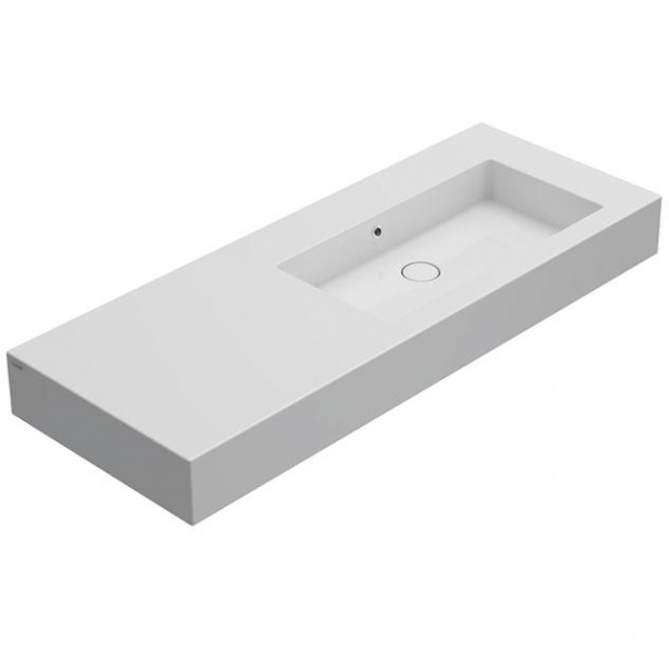 Globo Incantho Консоль 136х51см, с раковиной без отв под смеситель, чаша справа, с намеченным отверстием, цвет: белый