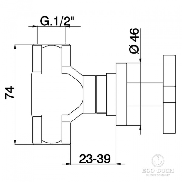 Cisal Barcelona Quad Запорный вентиль 1/2&quot, внутренняя и внешняя части в комплекте, цвет: хром