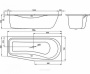 Ванна стальная   Luna, 170х75 асимметричная, пристенная