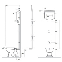 Kerasan Retro Унитаз 53х38.5см, слив в стену, цвет: белый/золото